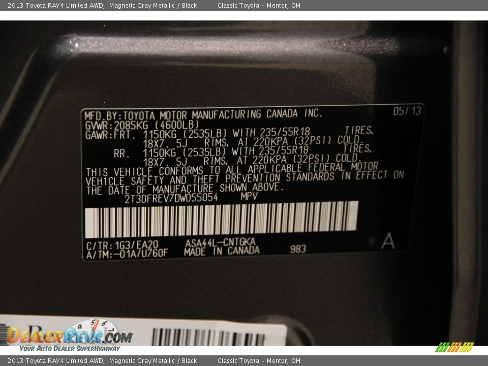 2013 Toyota RAV4 Limited AWD Magnetic Gray Metallic / Black Photo #16