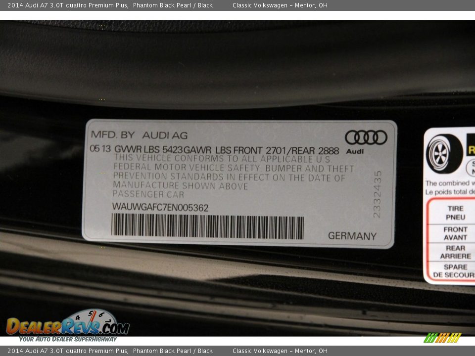 2014 Audi A7 3.0T quattro Premium Plus Phantom Black Pearl / Black Photo #26
