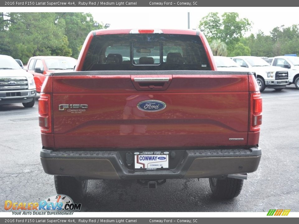 2016 Ford F150 Lariat SuperCrew 4x4 Ruby Red / Medium Light Camel Photo #4