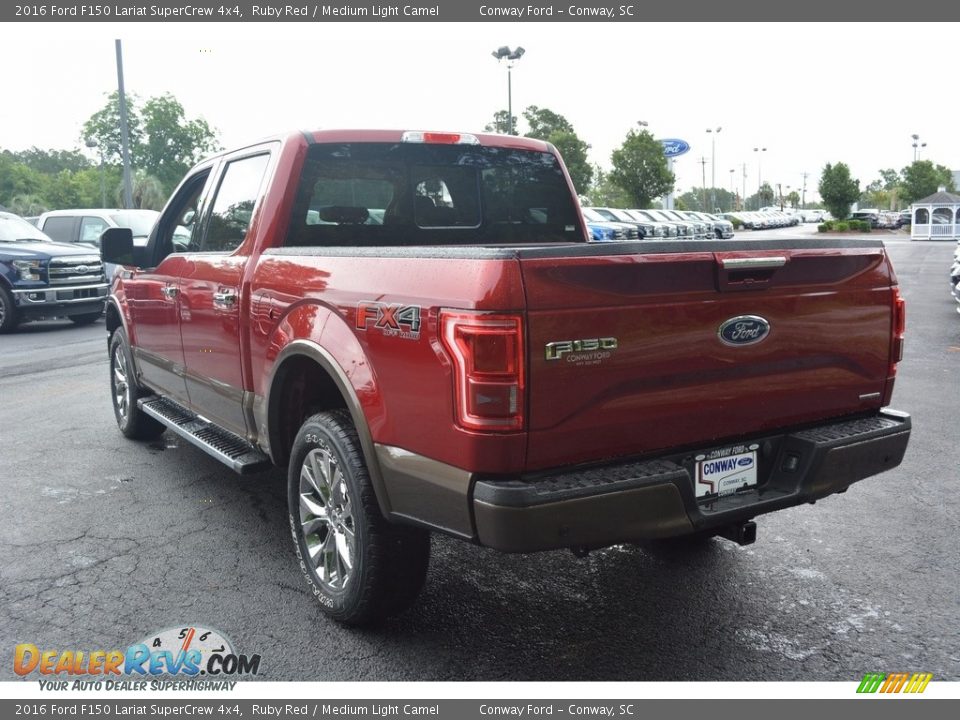 2016 Ford F150 Lariat SuperCrew 4x4 Ruby Red / Medium Light Camel Photo #7