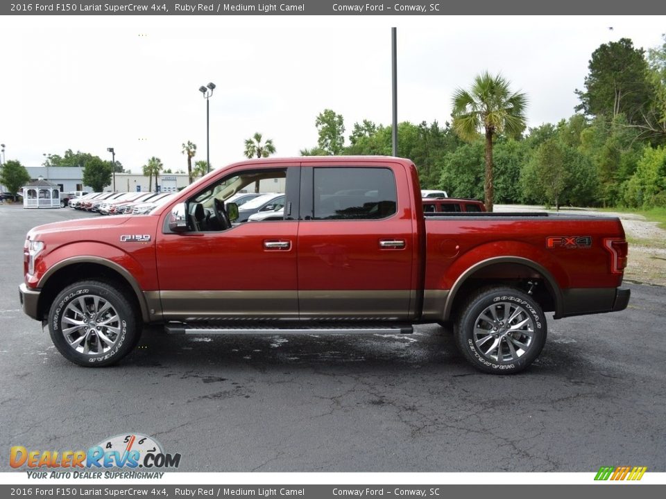 2016 Ford F150 Lariat SuperCrew 4x4 Ruby Red / Medium Light Camel Photo #8