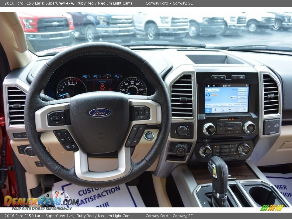 2016 Ford F150 Lariat SuperCrew 4x4 Ruby Red / Medium Light Camel Photo #31