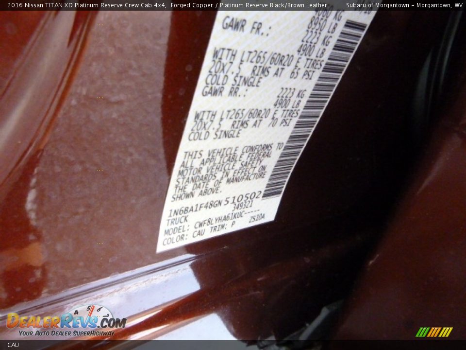 Nissan Color Code CAU Forged Copper