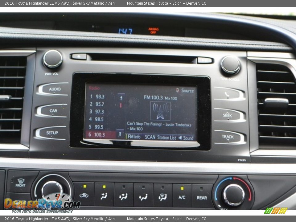 2016 Toyota Highlander LE V6 AWD Silver Sky Metallic / Ash Photo #6