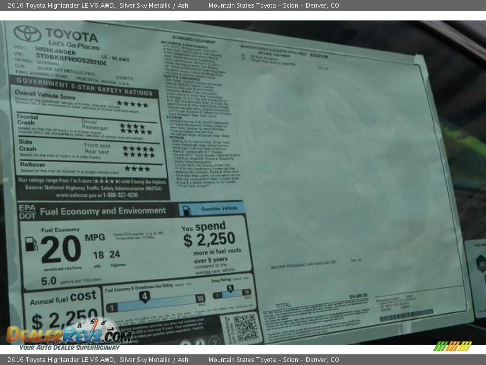 2016 Toyota Highlander LE V6 AWD Silver Sky Metallic / Ash Photo #11