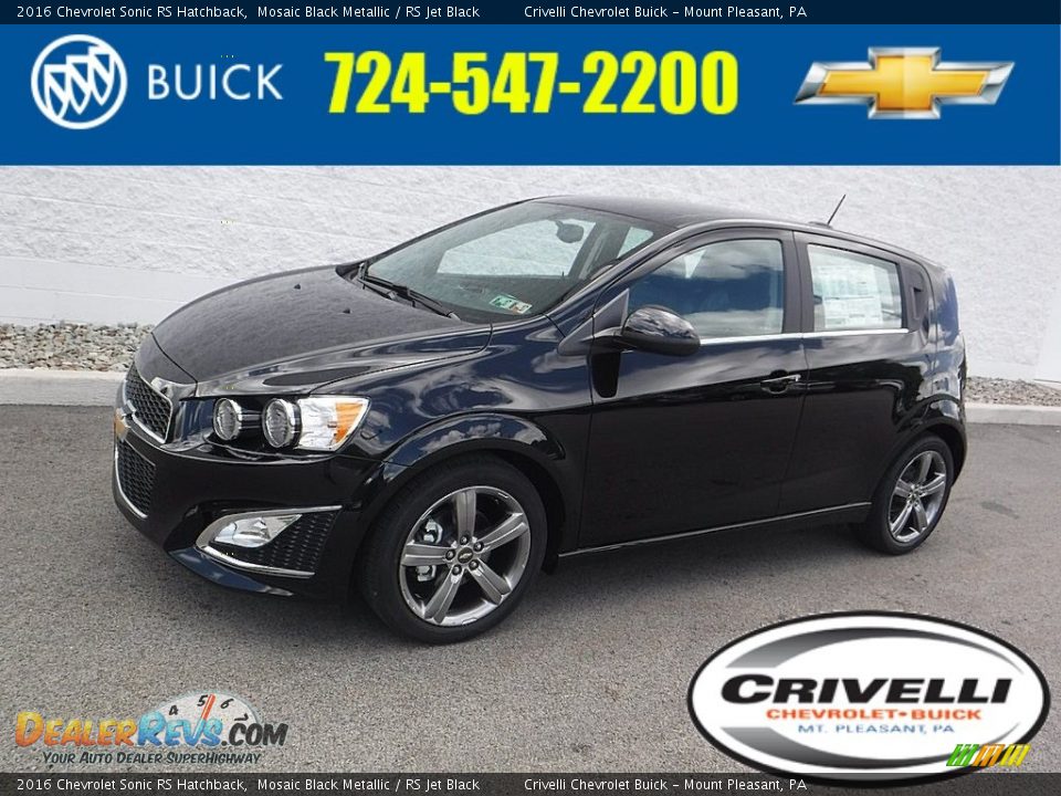 2016 Chevrolet Sonic RS Hatchback Mosaic Black Metallic / RS Jet Black Photo #1
