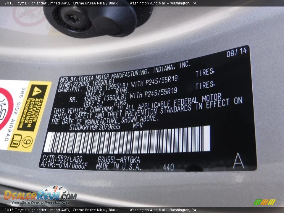 2015 Toyota Highlander Limited AWD Creme Brulee Mica / Black Photo #15