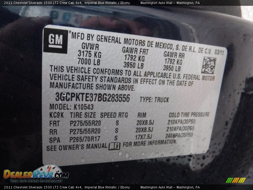 2011 Chevrolet Silverado 1500 LTZ Crew Cab 4x4 Imperial Blue Metallic / Ebony Photo #21