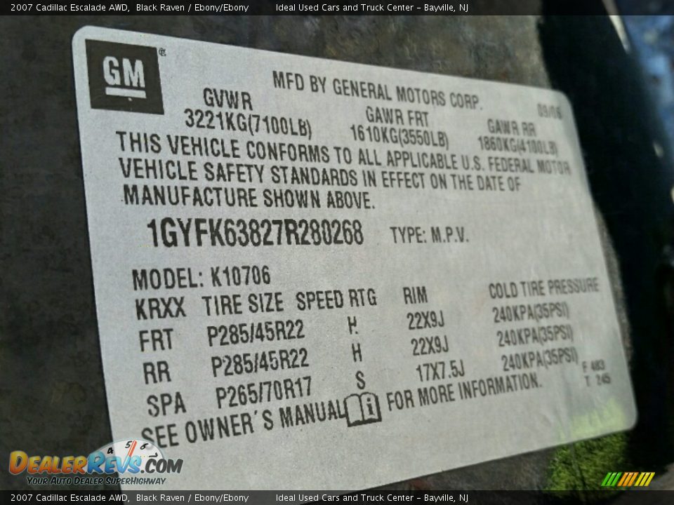 2007 Cadillac Escalade AWD Black Raven / Ebony/Ebony Photo #14