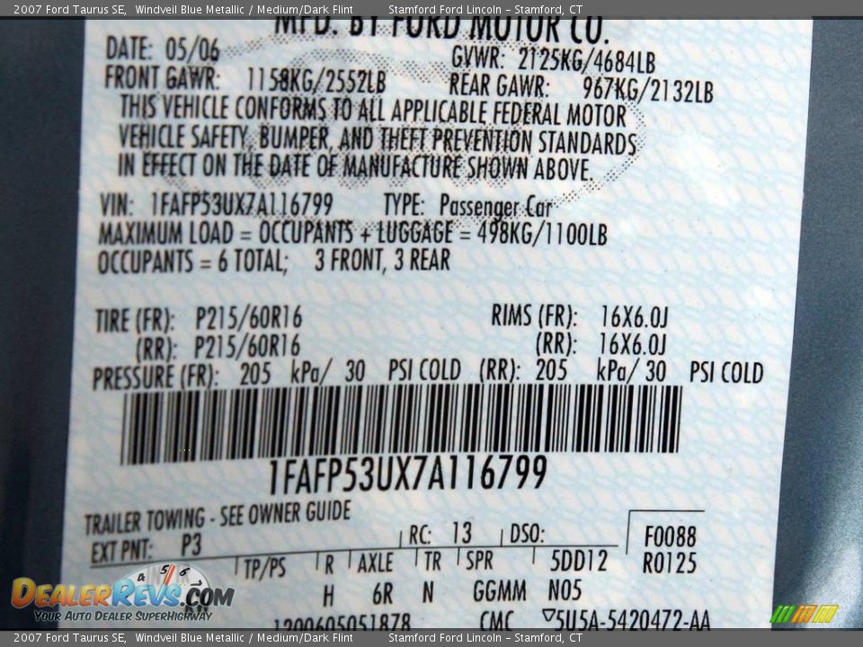 2007 Ford Taurus SE Windveil Blue Metallic / Medium/Dark Flint Photo #16