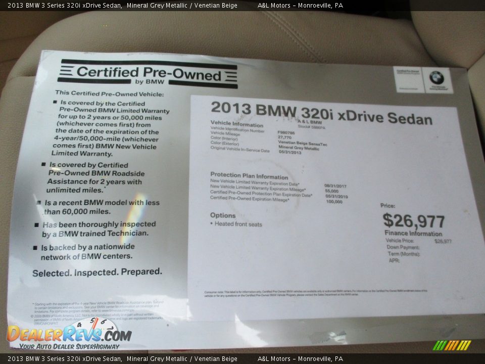 2013 BMW 3 Series 320i xDrive Sedan Mineral Grey Metallic / Venetian Beige Photo #11