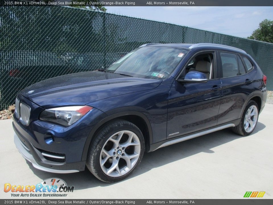 2015 BMW X1 xDrive28i Deep Sea Blue Metallic / Oyster/Orange-Black Piping Photo #8