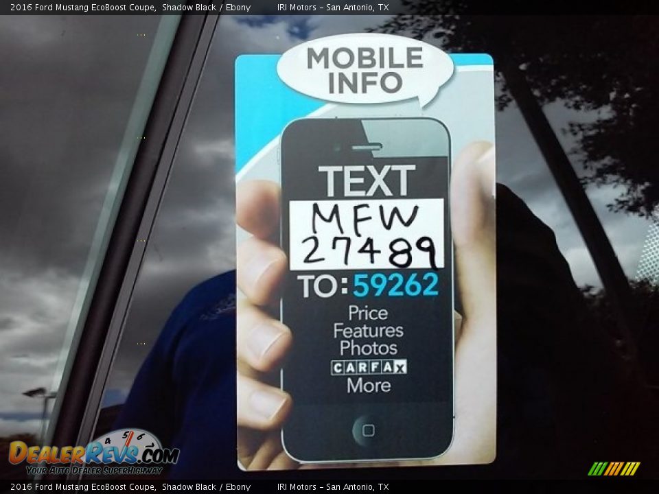 2016 Ford Mustang EcoBoost Coupe Shadow Black / Ebony Photo #2