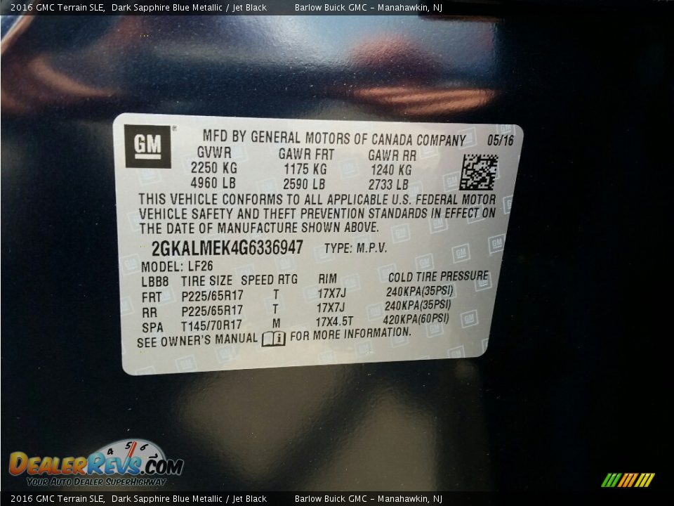 2016 GMC Terrain SLE Dark Sapphire Blue Metallic / Jet Black Photo #10