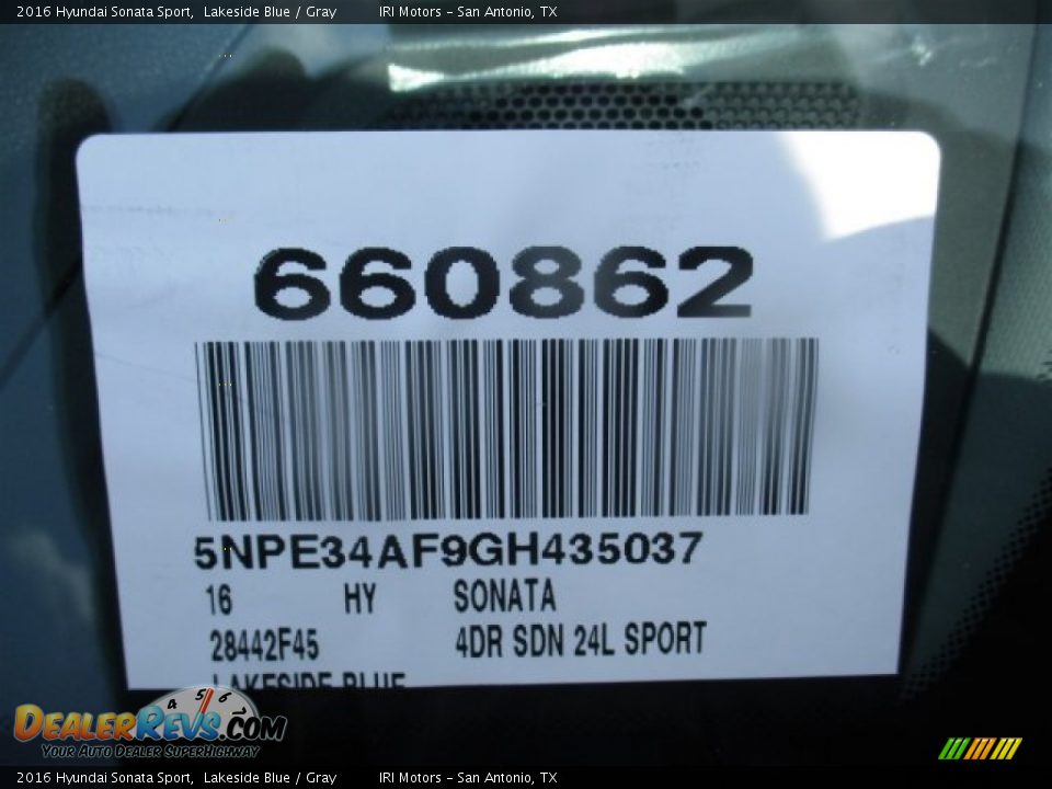 2016 Hyundai Sonata Sport Lakeside Blue / Gray Photo #23