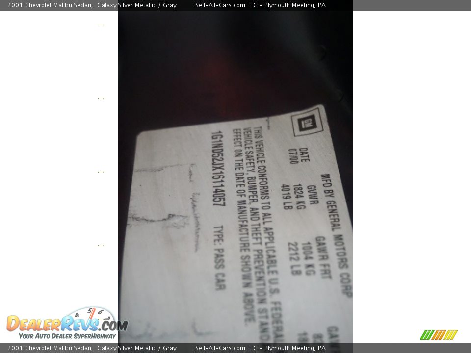 2001 Chevrolet Malibu Sedan Galaxy Silver Metallic / Gray Photo #14