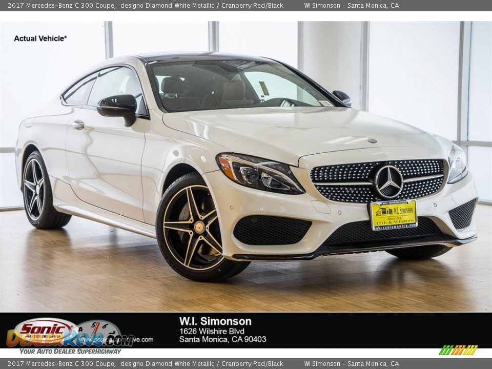 2017 Mercedes-Benz C 300 Coupe designo Diamond White Metallic / Cranberry Red/Black Photo #1