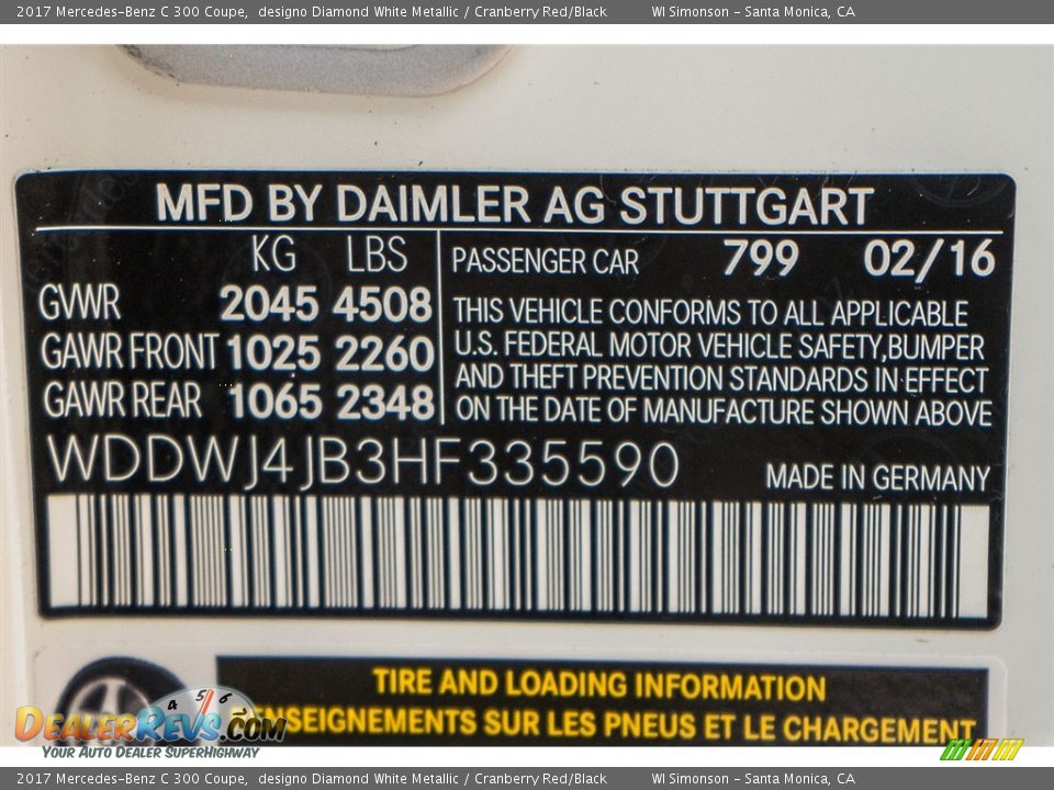 2017 Mercedes-Benz C 300 Coupe designo Diamond White Metallic / Cranberry Red/Black Photo #6