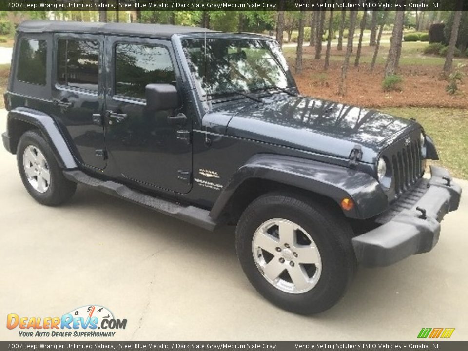 2007 Jeep Wrangler Unlimited Sahara Steel Blue Metallic / Dark Slate Gray/Medium Slate Gray Photo #3