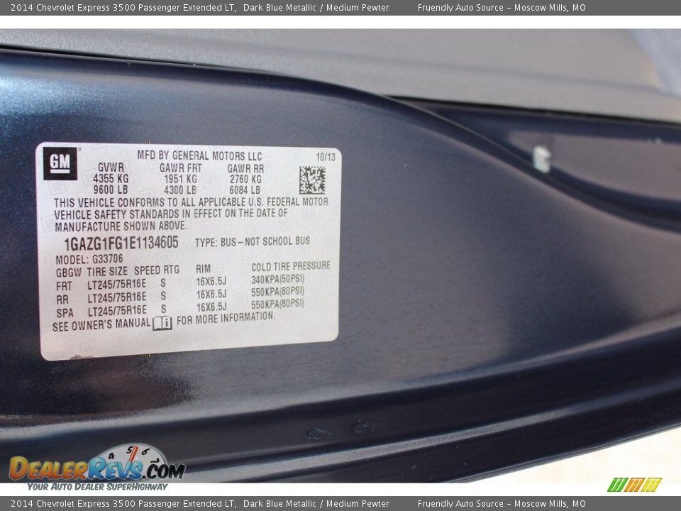 2014 Chevrolet Express 3500 Passenger Extended LT Dark Blue Metallic / Medium Pewter Photo #26