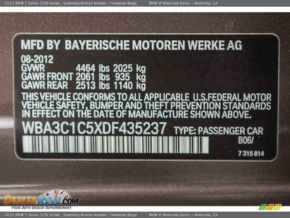 2013 BMW 3 Series 328i Sedan Sparkling Bronze Metallic / Venetian Beige Photo #21