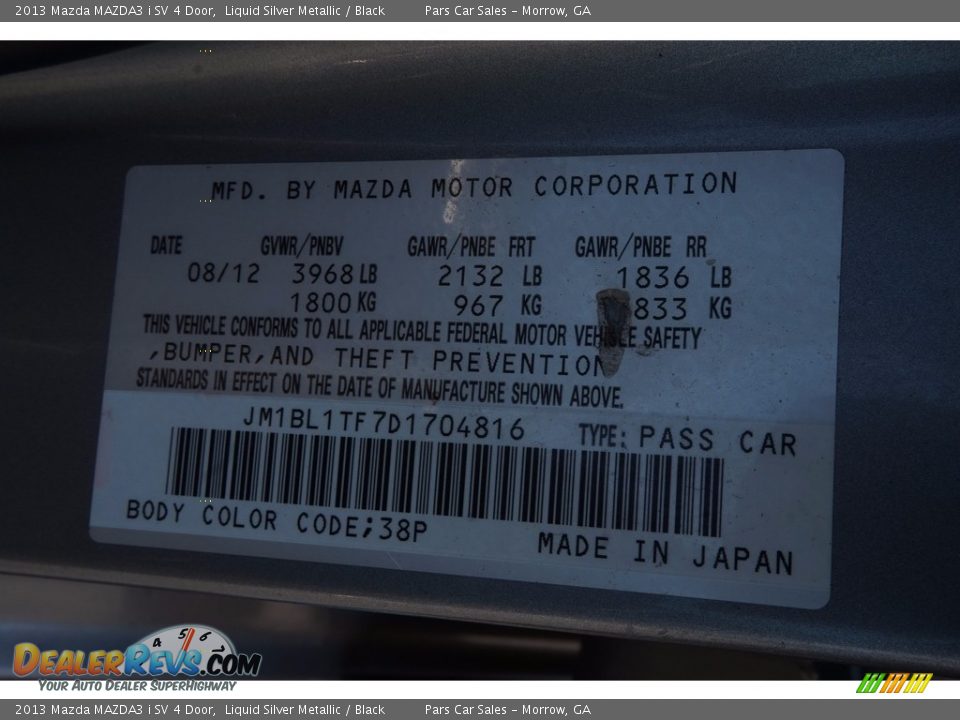 2013 Mazda MAZDA3 i SV 4 Door Liquid Silver Metallic / Black Photo #14