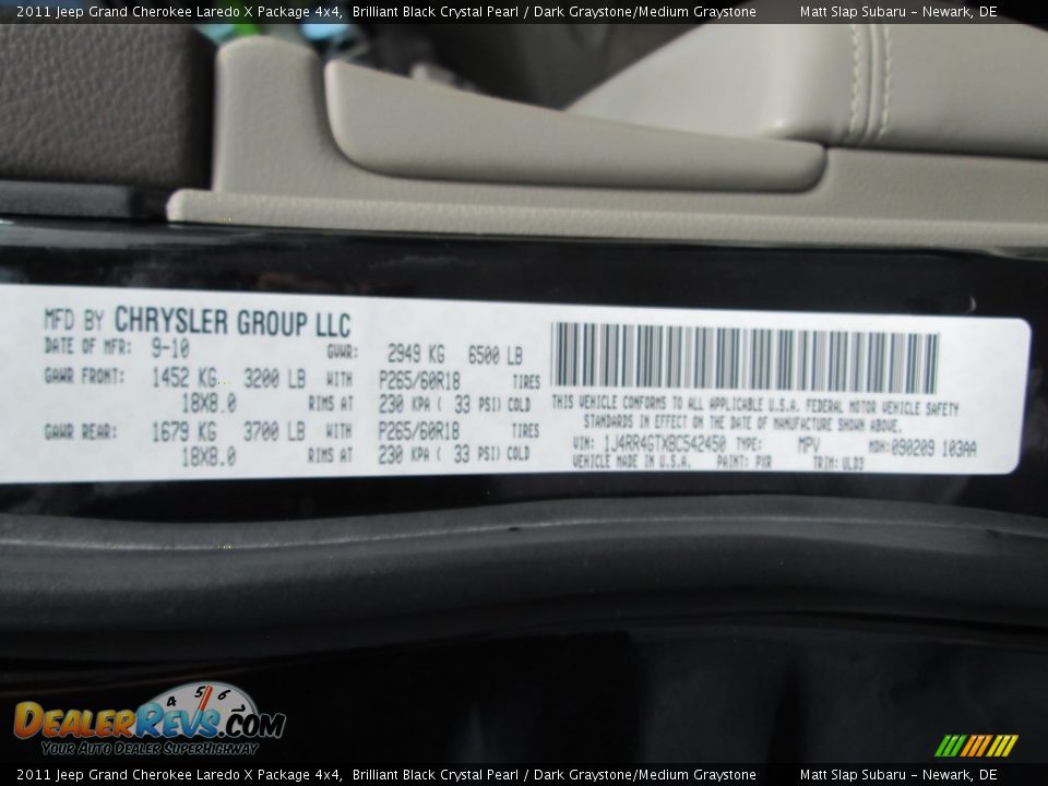 2011 Jeep Grand Cherokee Laredo X Package 4x4 Brilliant Black Crystal Pearl / Dark Graystone/Medium Graystone Photo #29