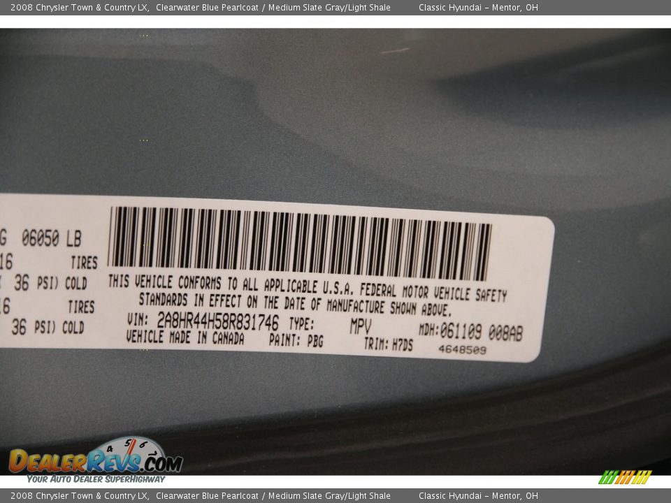 2008 Chrysler Town & Country LX Clearwater Blue Pearlcoat / Medium Slate Gray/Light Shale Photo #16