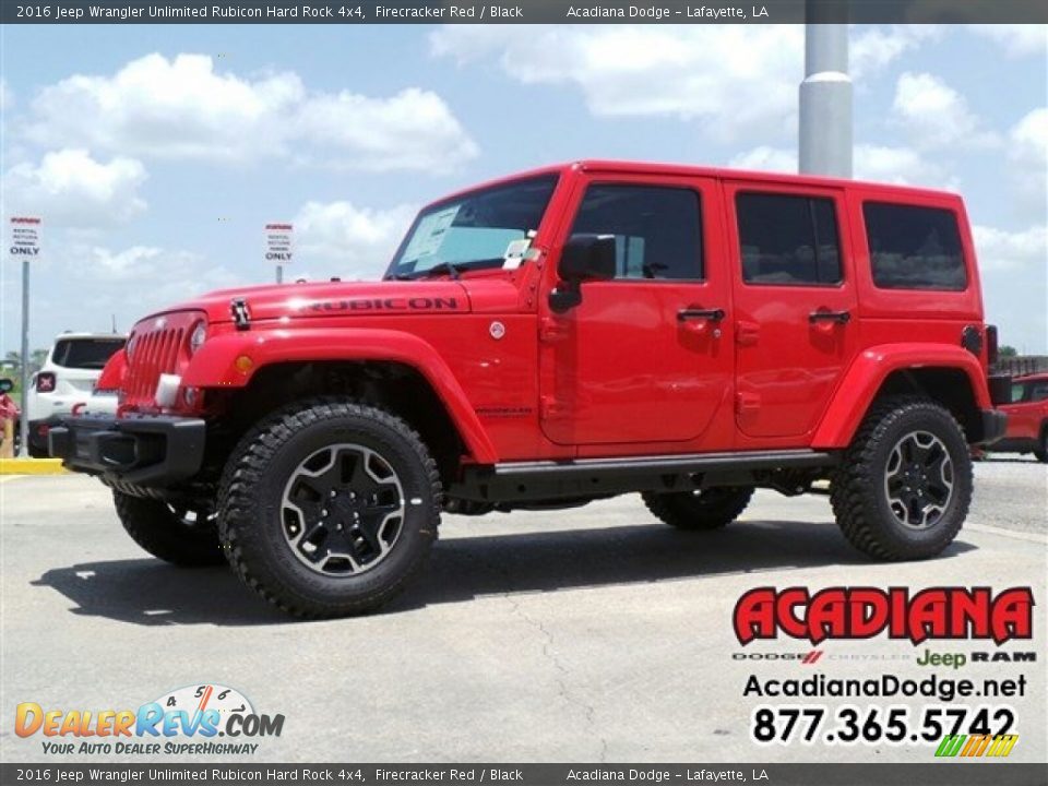2016 Jeep Wrangler Unlimited Rubicon Hard Rock 4x4 Firecracker Red / Black Photo #1