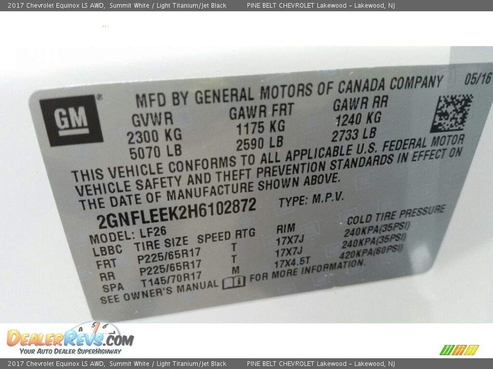2017 Chevrolet Equinox LS AWD Summit White / Light Titanium/Jet Black Photo #9