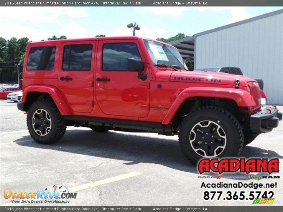2016 Jeep Wrangler Unlimited Rubicon Hard Rock 4x4 Firecracker Red / Black Photo #4