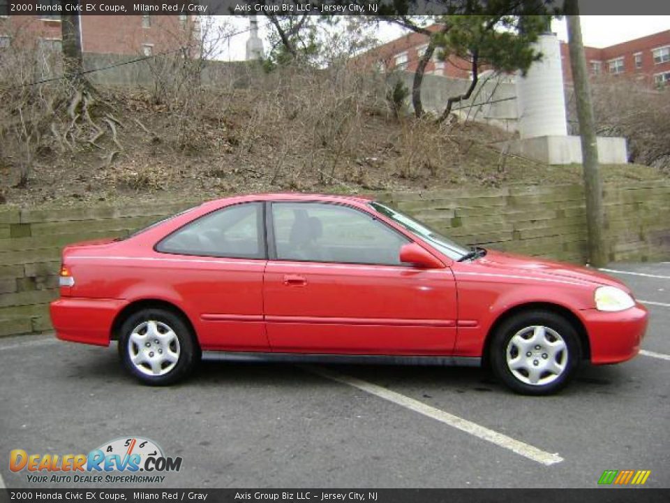 2000 Honda Civic EX Coupe Milano Red / Gray Photo #2