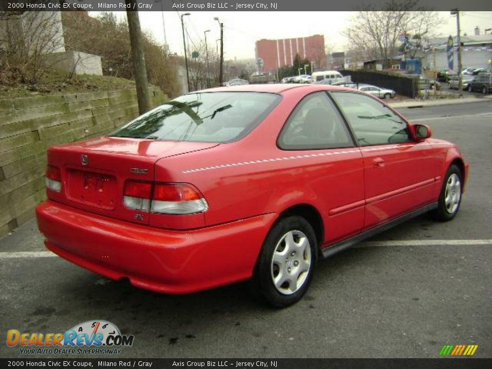 2000 Honda Civic EX Coupe Milano Red / Gray Photo #3