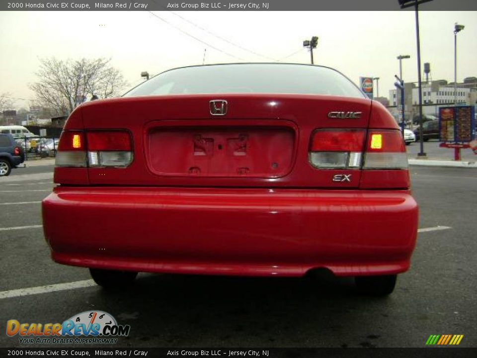 2000 Honda Civic EX Coupe Milano Red / Gray Photo #4