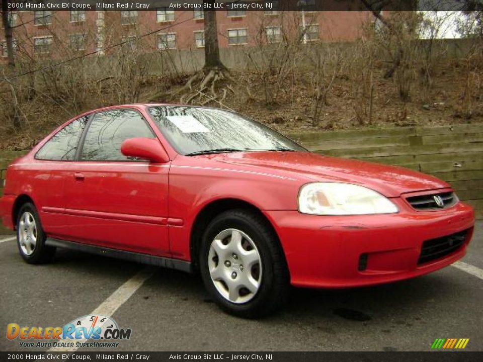 2000 Honda Civic EX Coupe Milano Red / Gray Photo #6
