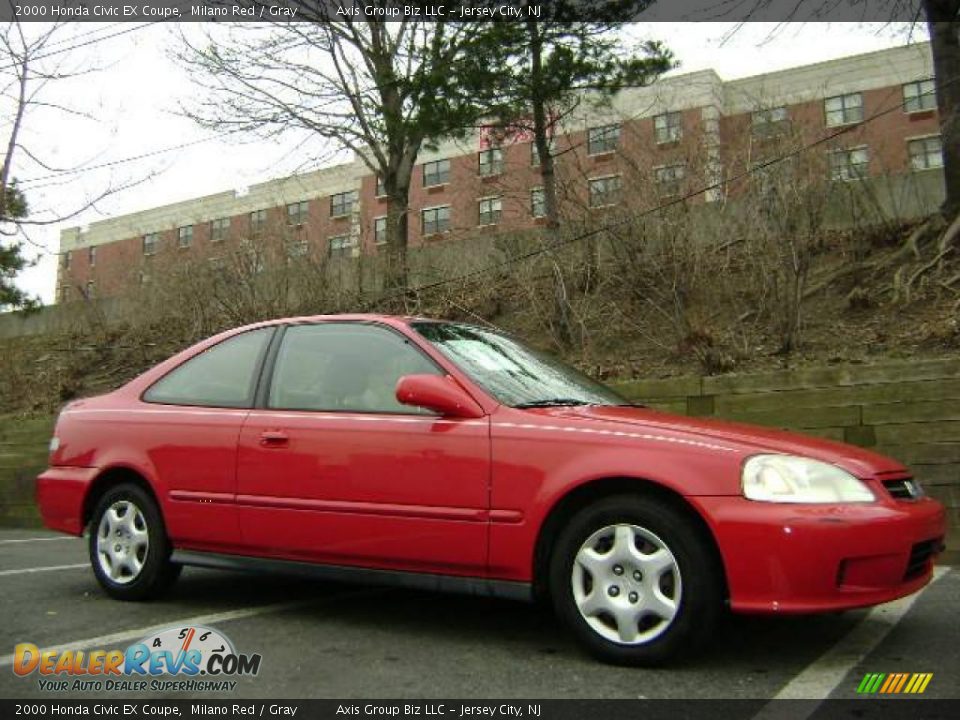 2000 Honda Civic EX Coupe Milano Red / Gray Photo #7