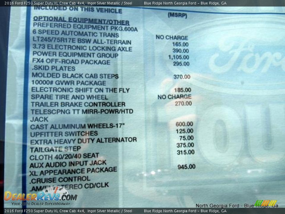 2016 Ford F250 Super Duty XL Crew Cab 4x4 Ingot Silver Metallic / Steel Photo #27