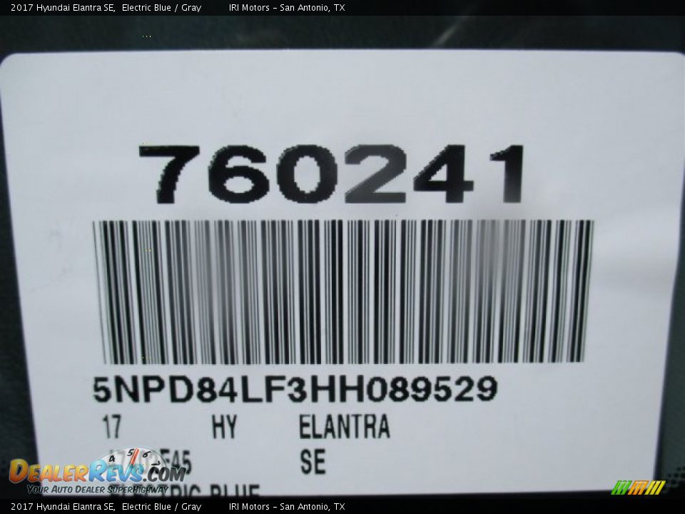 2017 Hyundai Elantra SE Electric Blue / Gray Photo #22