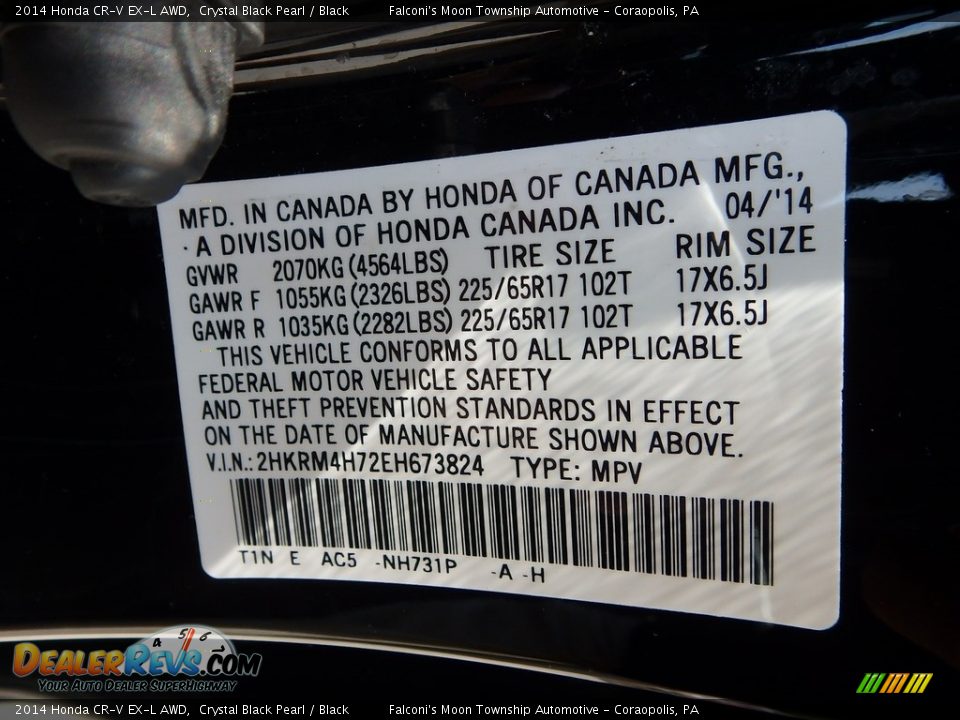 2014 Honda CR-V EX-L AWD Crystal Black Pearl / Black Photo #23