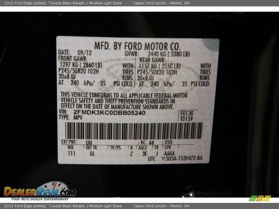 2013 Ford Edge Limited Tuxedo Black Metallic / Medium Light Stone Photo #17