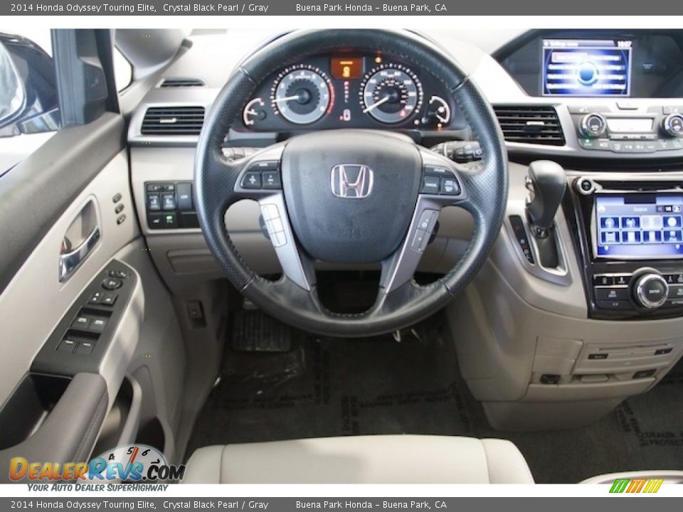 2014 Honda Odyssey Touring Elite Crystal Black Pearl / Gray Photo #5