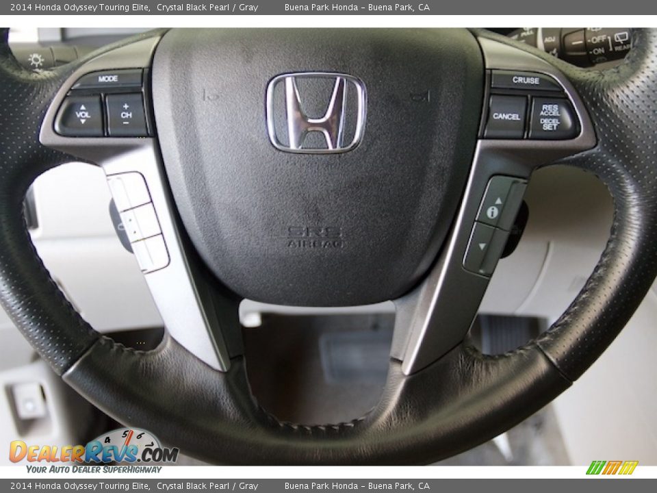 2014 Honda Odyssey Touring Elite Crystal Black Pearl / Gray Photo #13