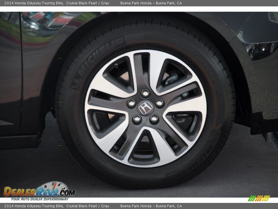 2014 Honda Odyssey Touring Elite Crystal Black Pearl / Gray Photo #34