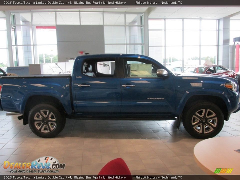 2016 Toyota Tacoma Limited Double Cab 4x4 Blazing Blue Pearl / Limited Hickory Photo #3