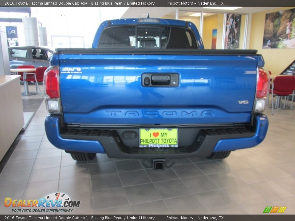2016 Toyota Tacoma Limited Double Cab 4x4 Blazing Blue Pearl / Limited Hickory Photo #5