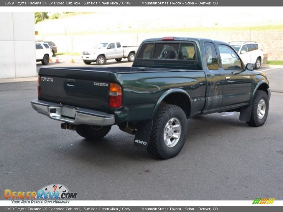 1999 Toyota Tacoma V6 Extended Cab 4x4 Surfside Green Mica / Gray Photo #2