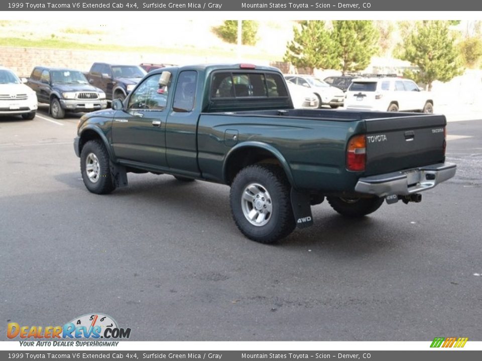 1999 Toyota Tacoma V6 Extended Cab 4x4 Surfside Green Mica / Gray Photo #4