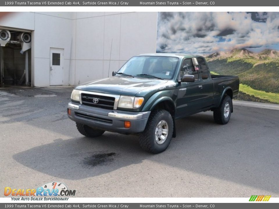 1999 Toyota Tacoma V6 Extended Cab 4x4 Surfside Green Mica / Gray Photo #5