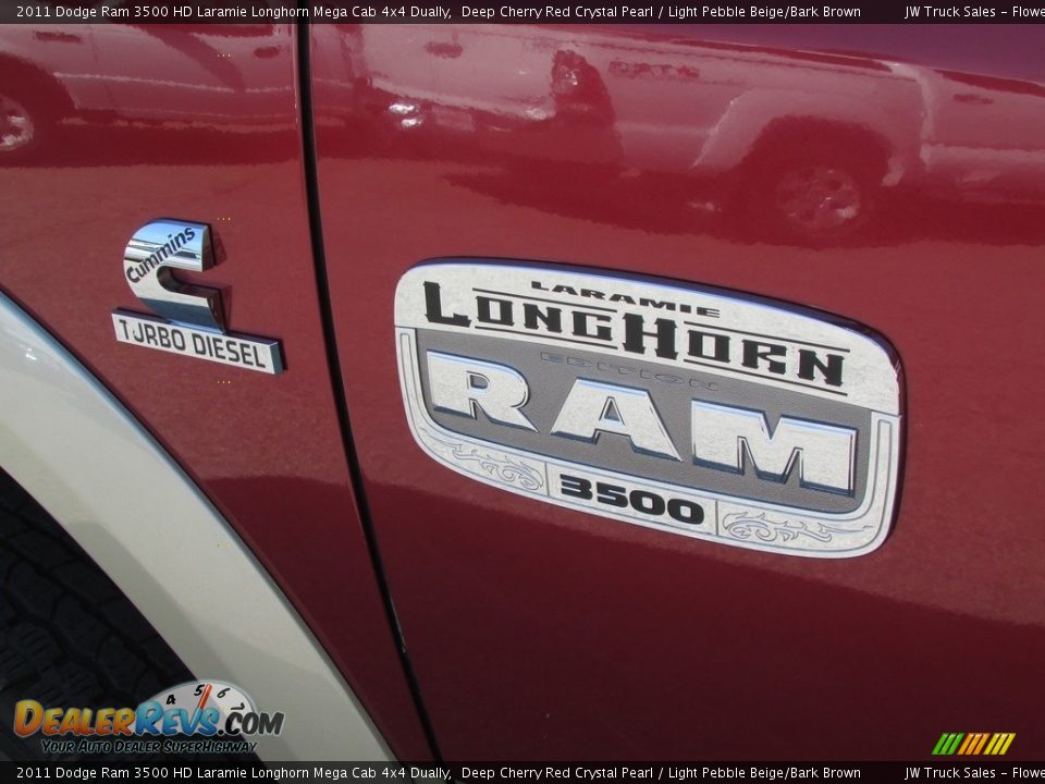 2011 Dodge Ram 3500 HD Laramie Longhorn Mega Cab 4x4 Dually Deep Cherry Red Crystal Pearl / Light Pebble Beige/Bark Brown Photo #15