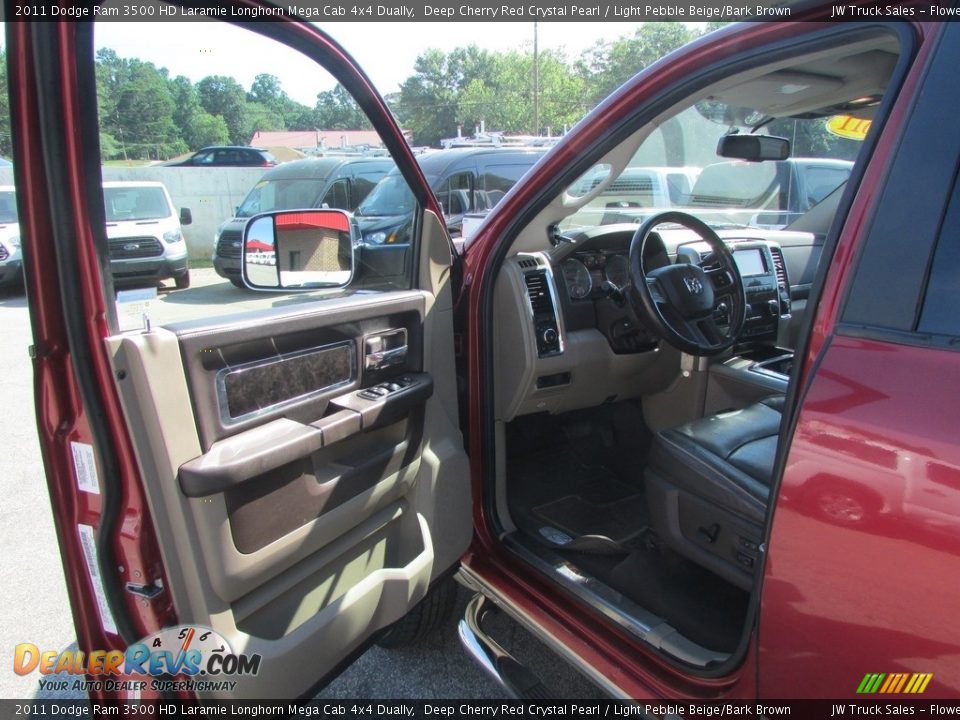 2011 Dodge Ram 3500 HD Laramie Longhorn Mega Cab 4x4 Dually Deep Cherry Red Crystal Pearl / Light Pebble Beige/Bark Brown Photo #17